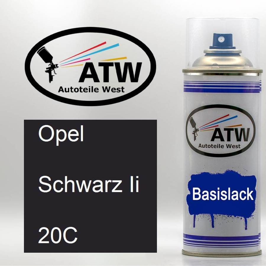 Opel, Schwarz Ii, 20C: 400ml Sprühdose, von ATW Autoteile West.